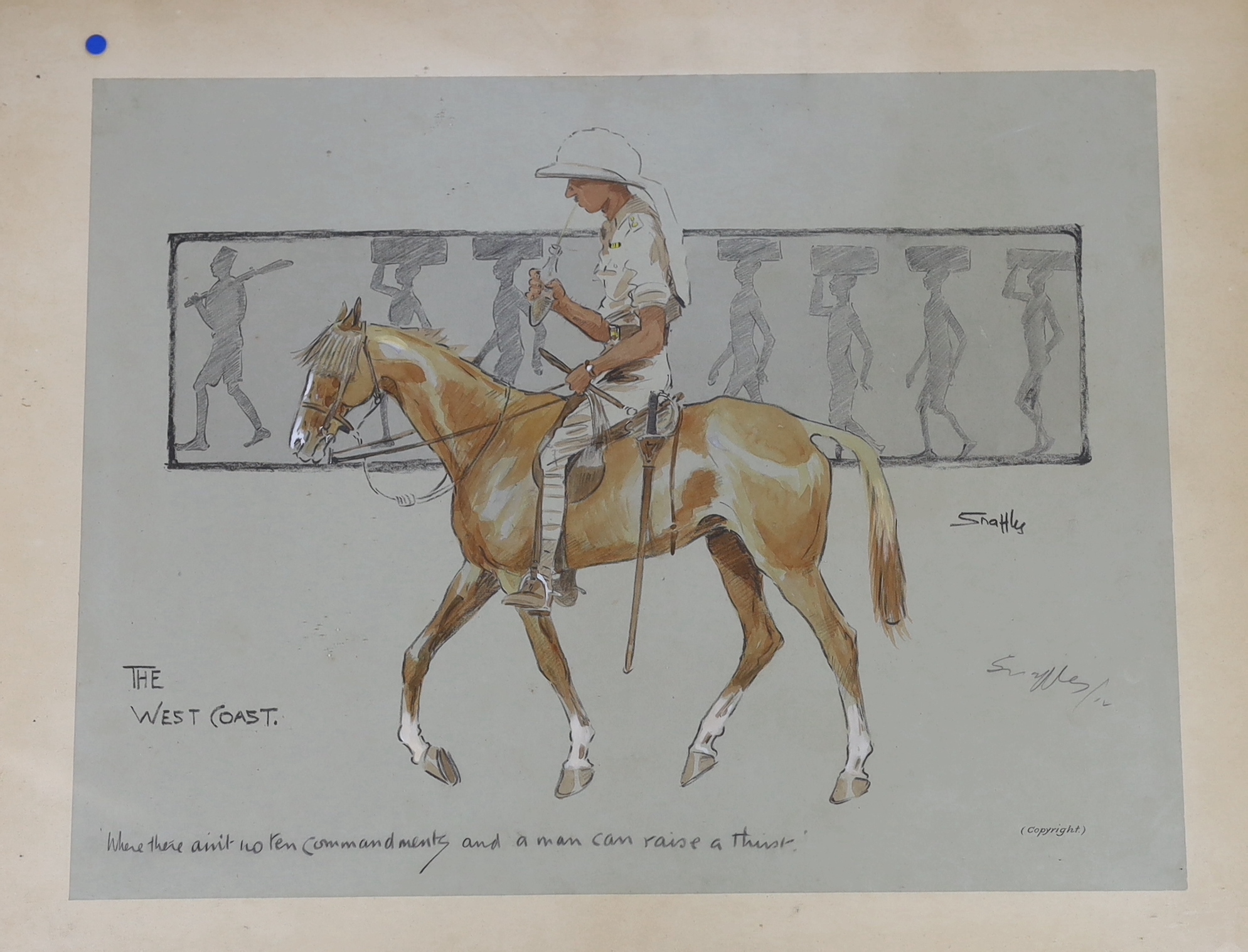 ‘Snaffles’ Charles Johnson Payne (1884-1967) colour print, 'The West Coast', signed in pencil, together with an unsigned example, 'The Gunner', largest 41 x 31cm